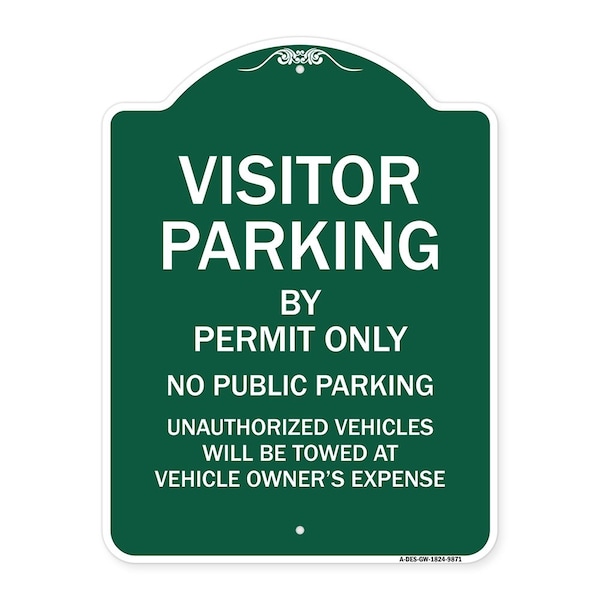 Visitor Parking By Permit No Public Parking Heavy-Gauge Aluminum Sign, 24" x 18", GW-1824-9871
